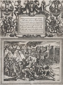 プレート 12: カント XII への挿絵、トルカト・タッソの「解放されたエルサレム」より。 1590-1630。 作： Antonio Tempesta