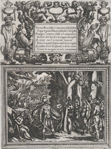プレート 18: カント XVIII への挿絵、トルカト タッソの「Gerusalemme liberat...」より。 1590-1630。 作： Antonio Tempesta
