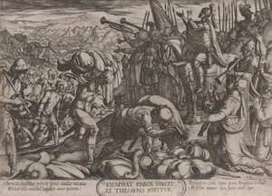 プレート 22: 勝利を神に感謝するジョサファト、「The Battles of the Old...」より。 1590年頃 1610年。 作： Antonio Tempesta