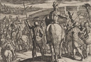 プレート 24: 引き返された新ローマ軍の先遣隊、『ローマ戦争』より、1611 年。 作： Antonio Tempesta