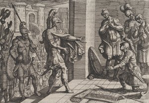 プレート 26: 1611 年のザ ワ… より、Cerialis が市民を助けたローマの兵士を許し、救済する。 作： Antonio Tempesta