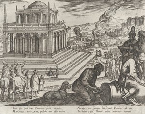 プレート 5: マウソロスの墓、「世界の七不思議」より、1608 年。 作： Antonio Tempesta