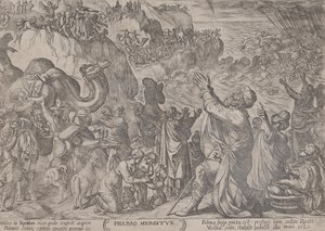 プレート 8: 「The Battles of the Old ...」より、紅海で溺れるエジプト人 1590年頃 1610年。 作： Antonio Tempesta