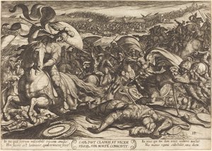 サウルはペリシテ人による軍隊の敗北の後、自殺した 作： Antonio Tempesta