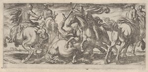 戦闘中の6人の騎兵、バトルシーンIから1590-1630。 作： Antonio Tempesta