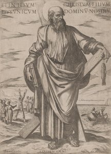 聖アンドリュー、「キリスト、マリア、使徒たち」より。 1590年頃 1610年。 作： Antonio Tempesta