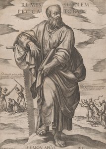 聖シモン、「キリスト、マリア、使徒たち」より。 1590年頃 1610年。 作： Antonio Tempesta