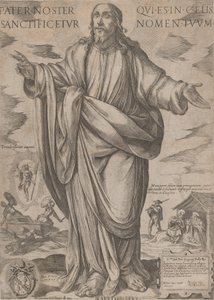 立つキリスト、「キリスト、マリア、使徒たち」からの祝福 1590年頃 1610年。 作： Antonio Tempesta