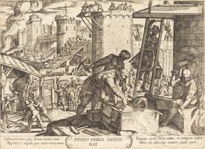 エルサレムの城壁を再建するイスラエル人 作： Antonio Tempesta