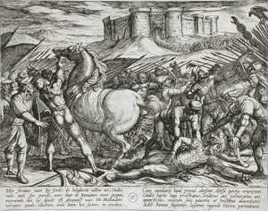 ローマ人はキウィリスの馬によって、彼が死んだか負傷したと思い込まされた 作： アントニオ・テンペスタ