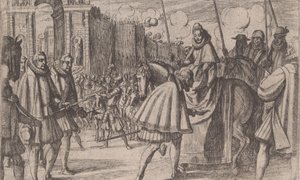 オーストリアのマーガレットのミラノへの凱旋入場、オーストリアのマーガレットの生涯、p...、1612年から。 作： Antonio Tempesta