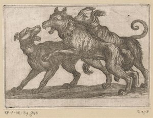 オオカミと戦う 2 匹の犬 戦う動物（シリーズタイトル） 作： Antonio Tempesta