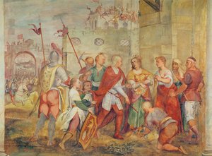 ヤコポバルバリゴ、1426年にトルコのマーガレット王妃をトルコ人から解放（壁画）