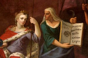 ブリタニアとしてのアン女王、預言者とともに、「女王の応接室」の詳細 作： Antonio Verrio