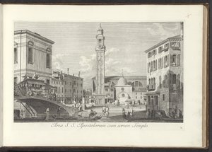 Gezicht op Campo dei Santi Apostoli te Venetië 寺院のある聖 S. 使徒のエリア (オブジェクトのタイトル) Gezichten op bugemenen en pleinen in Venetië (シリーズタイトル) アントニウス カナルの 38 枚のパネルからのベニスの街のより有名な景色は、 作： Antonio Visentini