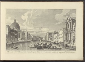 Gezicht op het Canal Grande, de Santa Maria di Nazareth en de San Simeone Piccolo te Venetië したがって、F. F。 S. Simeon Minor から Fullonium まで (オブジェクトのタイトル) アントニウス運河からのヴェネツィアの街の最も有名な景色 作： Antonio Visentini
