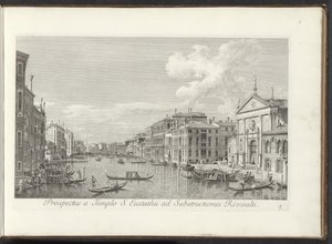 Gezicht op het Canal Grande en de kerk de San Stae te Venetië 聖ユスタシウス神殿からリヴォアルティの下部構造までの眺め (オブジェクトのタイトル) アントニオ・ヴィッセンティーニがpに真鍮で印刷したアントニウス運河の38番目のパネルからのヴェネツィアの街の最も有名な景色