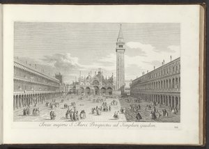 Gezicht op het San Marcoplein en de San Marco te Venetië 同じ寺院への聖マルコ プロスペクトスの広域 (オブジェクトのタイトル) Gezichten op bugemenen en pleinen in Venetië (シリーズタイトル) アントニウス運河のプレート X から見た、ベニスの街の有名な景色 作： Antonio Visentini