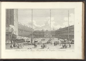 Gezicht op het San Marcoplein te Venetië 聖ジェミニアーニ神殿への聖マルコ プロスペクトスの広域 (オブジェクトのタイトル) Gezichten op bugemenen en pleinen in Venetië (シリーズタイトル) アントニウス運河からのヴェネツィアの街のより有名な景色、38枚の空気のパネル 作： Antonio Visentini