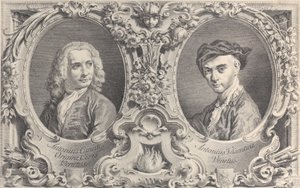 カナレットとヴィセンティーニの肖像、1735年、1735年。 作： Antonio Visentini