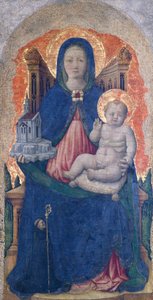 マドンナと子供、プラグリアの祭壇画の詳細、アントニオ・ヴィヴァリーニ作（1418年～1484年以前）、67x33cm 作： Antonio Vivarini