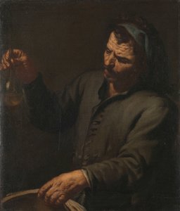 手に尿瓶を持つ男 作： Antonio Zanchi (attributed to)