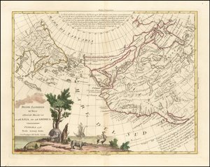 1776年地図 - アジアとアメリカにおける南海以北のロシア人の新発見 作： アントニオ・ザッタ