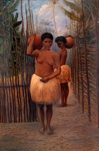 パプアの女性、こする. 1890-1899.