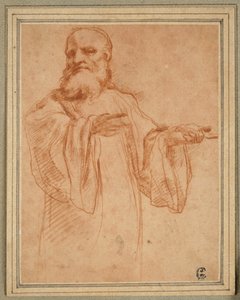 左手をさしのべる聖ベネディクト：聖母戴冠式のための習作 作： Antonio da Correggio