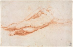 倒れた兵士の研究、おそらくサウル・レクトの改宗、c。 1525。 作： Antonio da Correggio