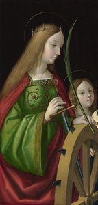 「アレクサンドリアの聖カタリナ」（307 年頃没） アントニオ ソラリオ作（1502 ～ 1518 年頃に活動）、木に油彩、84 x 40 cm 作： Antonio da Solario