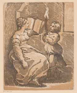 子供とシビュラを読む 作： Antonio da Trento (attributed to)