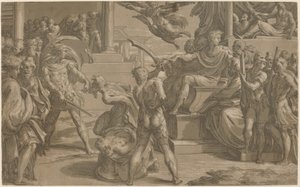聖ペテロとパウロの殉教[直訳]、c。 1530年。 作： Antonio da Trento