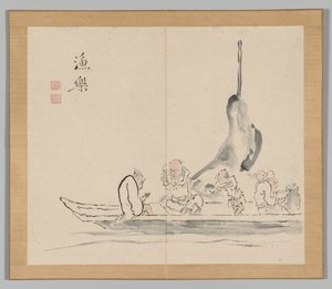 池野大河、第2巻の葉28、18世紀後の風景研究のダブルアルバム。 作： Aoki Shukuya