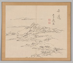 池野大河、第2巻の葉8、18世紀後の風景研究のダブルアルバム。 作： Aoki Shukuya