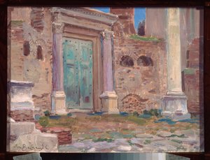 Le Temple de Janus a Rome (イタリア) (The Temple of Janus in Rome) - Appolinari Mikhaylovich Vasnetsov (1856-1933) の作品、段ボールに油彩、19 世紀のロシア美術 - N Yaroshenko Art Museum、Kislovodsk (ロシア) 作： Apollinari Mikhailovich Vasnetsov