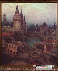 17世紀のモスクワ、復活門の夜明け - Appolinari Mikhaylovich Vasnetsov（1856-1933）による絵画、キャンバスに油彩