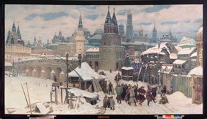 17世紀のモスクワ、諸聖人の橋 - アポリナーリ・ミハイロヴィチ・ヴァスネツォフ（1856-1933）作、キャンバスに油彩 作： Apollinari Mikhailovich Vasnetsov