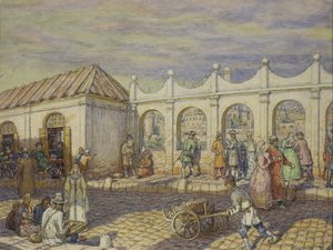ピーター1世の時代の石橋、1901 作： Apollinari Mikhailovich Vasnetsov