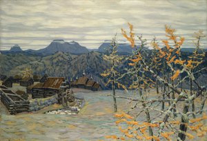 ウラル山脈の村 作： Apollinari Mikhailovich Vasnetsov
