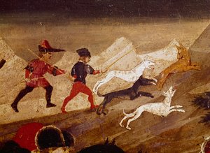 グリゼルダの物語」 15世紀半ば、アポロニオ・ディ・ジョヴァンニ（1417年頃、1415年頃～1465年頃）による絵画、木にテンペラ、38x165cm、詳細 作： Apollonio di Giovanni di Tommaso