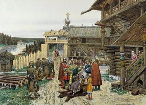 1908 年、封建的なロシアの王子の宮廷。 作： Appolinari Mikhaylovich Vasnetsov