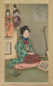 浄瑠璃人形劇の女流奏者。 1920年。