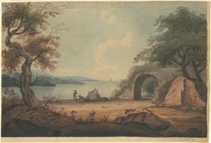 ニューヨーク州ハドソン川の網を修理する 作： Archibald Robertson