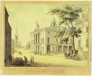 旧市庁舎（連邦庁舎）1798年ニューヨーク市（紙に黒鉛、トイレ、ペン、インク）