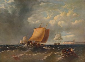 ケント海岸沖の釣り人、c1854、1938 作： Archibald Webb