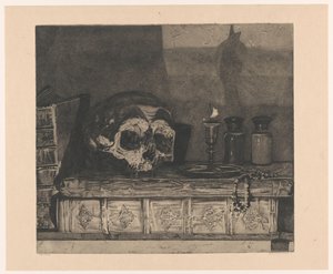 頭蓋骨のある静物 作： Arend Hendriks (signed by artist)