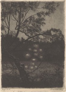 光る木のある庭 作： Arend Hendriks (signed by artist)