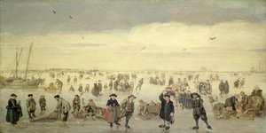 氷上の人物と冬景色》1600-31年頃（油彩・パネル） 作： Arent Arentsz