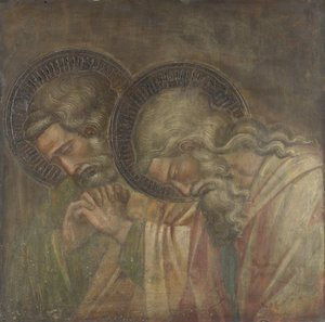 2 つの Haloed Mourners、1390 年頃 作： Aretino Spinello